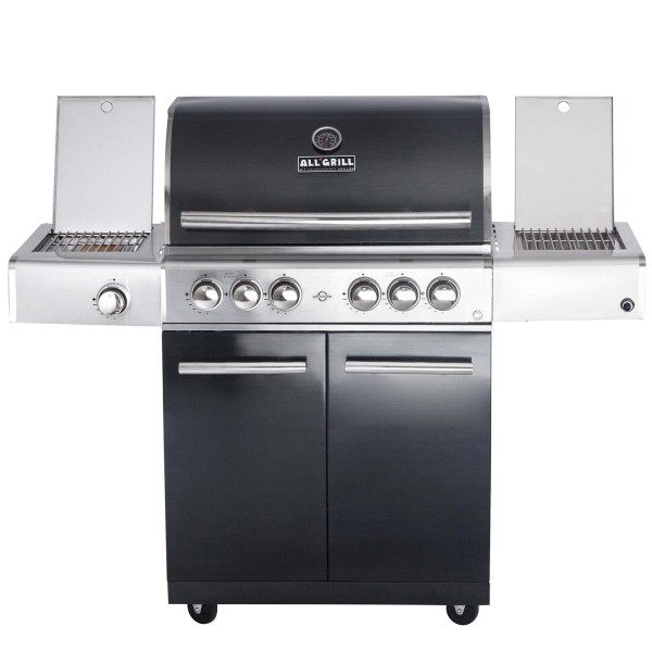 CHEF L Paket H- Basis black, 4 Brenner, Backburner, Seitenkocher, Steakzone, Grillplatte, AIR SYSYTE