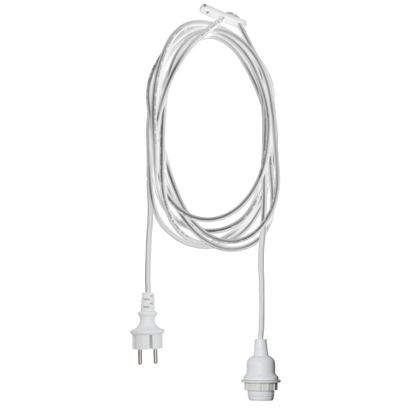 Kabel mit E27 Lampenfassung - für Lampenschirme/Hängeleuchten - für Innen/Außen - 5m - weiß