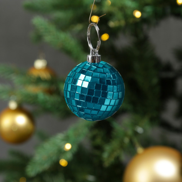 Christbaumschmuck Discokugel - Spiegelkugel - Weihnachtskugel - 5x5mm Spiegel - D: 5cm - blau