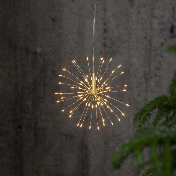 3D LED Stern Feuerwerk - hängend - 80 warmweiße LED - D: 16cm - für Innen - silber