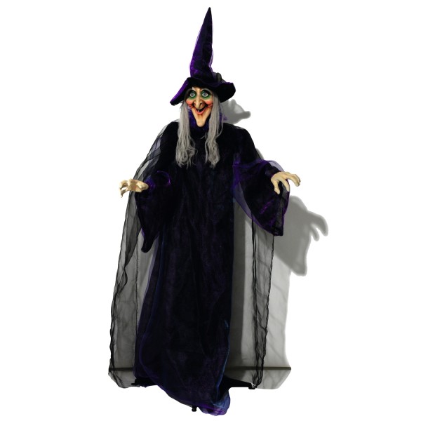 Halloween Figur Hexe, animiert 175cm - Licht und Geräusche