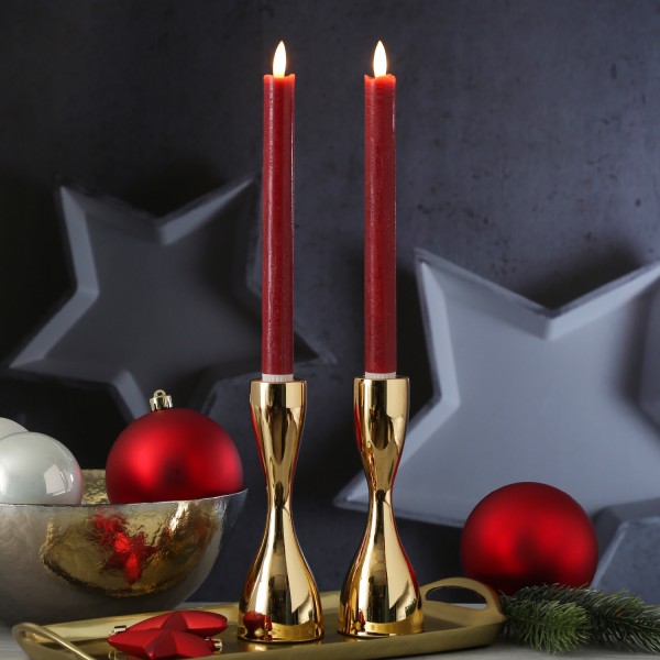 Stabkerzenhalter - Kerzenständer - Metall - H: 18cm - gold - 2er Set