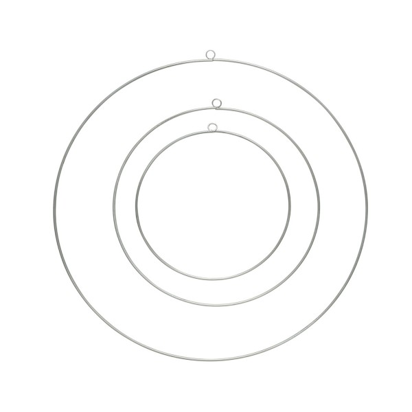 Dekoringe - Metallringe mit Aufhängeösen - für DIY/zum Basteln - D: 30/20/15cm - silber - 3er Set