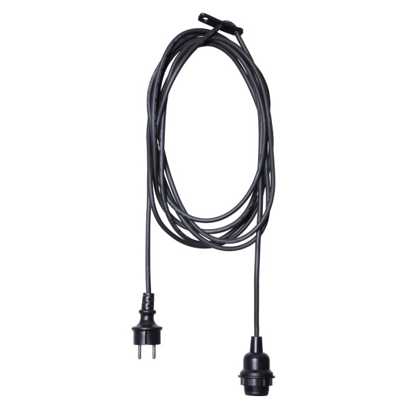 Kabel mit E27 Lampenfassung - für Lampenschirme/Hängeleuchten - für Innen/Außen - 2,5m - schwarz