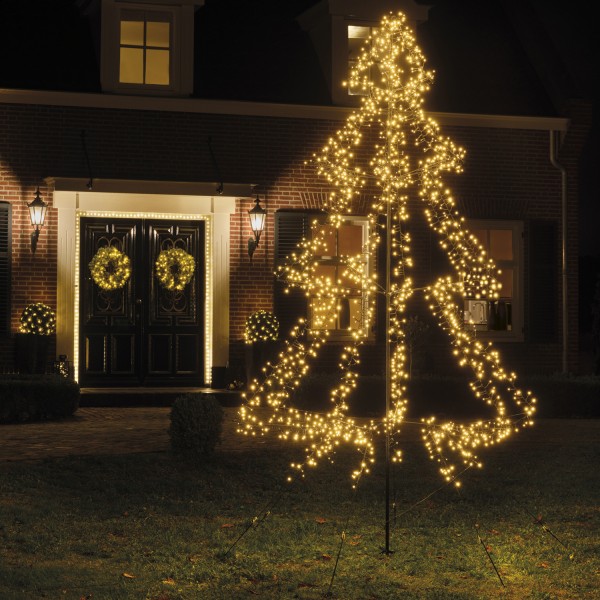 LED Lichterbaum - Outdoor Weihnachtsbaum - 1800 funkelnde LED - H: 3m - Timer/8 Funkt. - aufklappbar